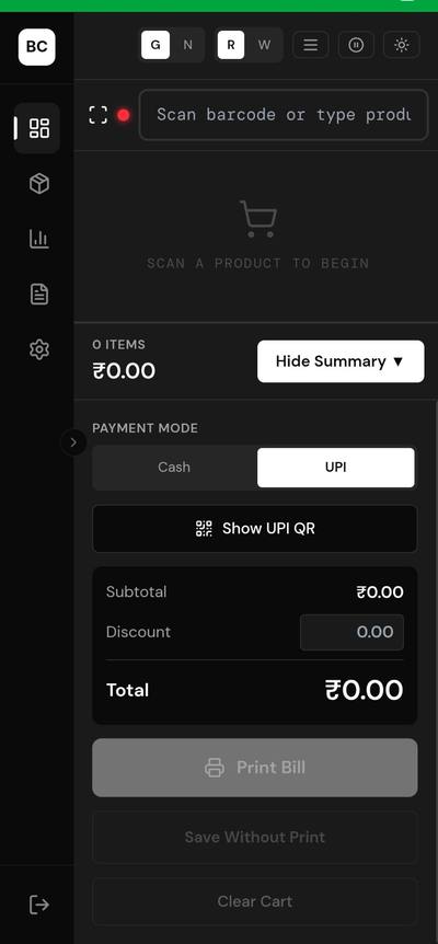 Billing Screen — Dashboard by Bluecheckfin